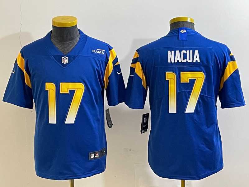 Youth Los Angeles Rams #17 Puka Nacua 2022 Blue Vapor Limited Stitched Jersey,We sell and wholesale Youth Los Angeles Rams #17 Puka Nacua 2022 Blue Vapor Limited Stitched Jersey on line form chian!